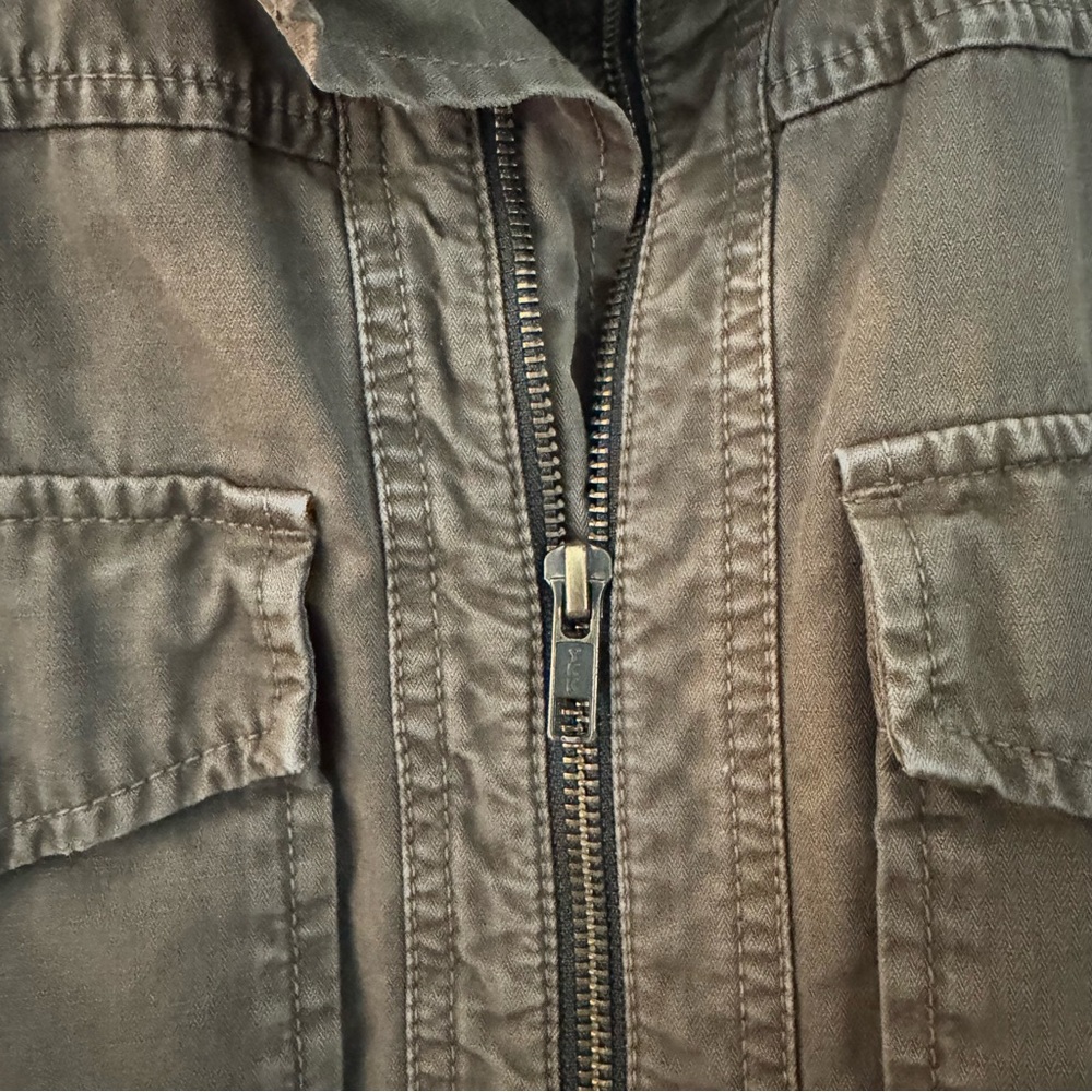 J Crew Military Field Jacket Olive Green/Brown Zip Up Cinch Waist Women’s Small - Picture 3 of 6